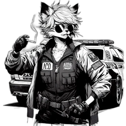 jacket, animal, staff, mask transparent PNG cut-out