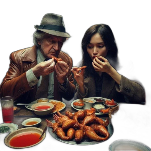 food, jacket, photorealistic, oil painting transparent PNG cut-out