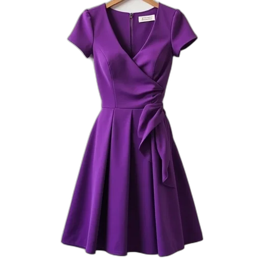 dress, purple, v-neckline, fitted transparent PNG cut-out