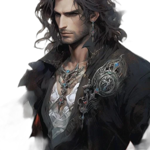 jacket, face, sword, fantasy art transparent PNG cut-out