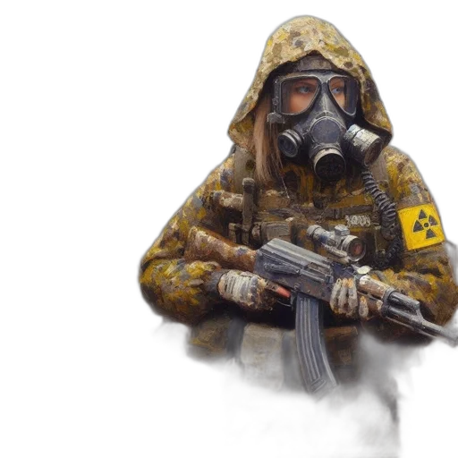 jacket, weapon, mask, concept art transparent PNG cut-out