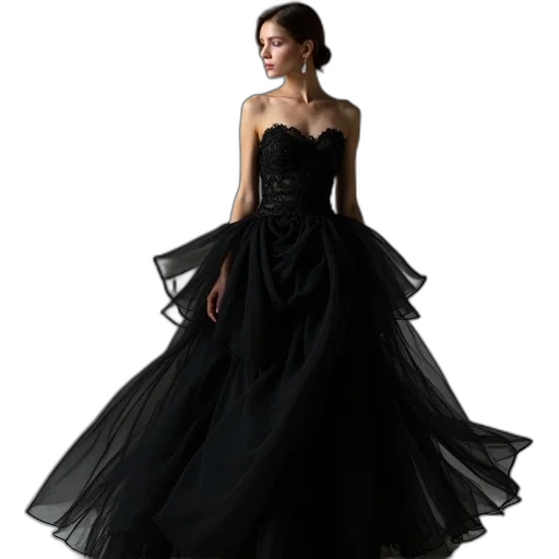 dress, jewelry, photorealistic, dark transparent PNG cut-out