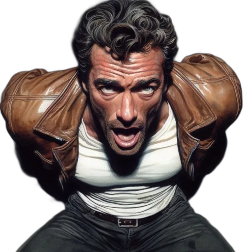 jacket, face, weapon, hair transparent PNG cut-out