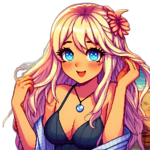 anime, pixel art, cartoon, fantasy art transparent PNG cut-out