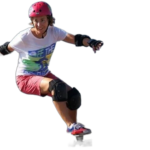 woman, wearing, helmet, knee transparent PNG cut-out