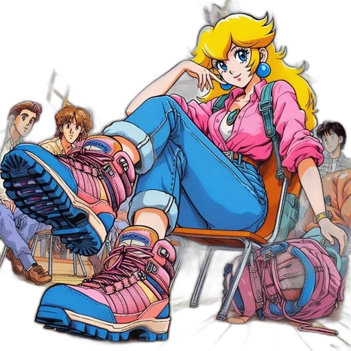 shoes, jacket, weapon, vaporwave transparent PNG cut-out