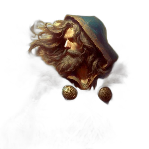 face, crown, hair, staff transparent PNG cut-out
