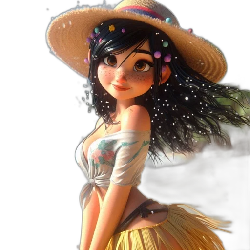 dress, hat, staff, fantasy art transparent PNG cut-out