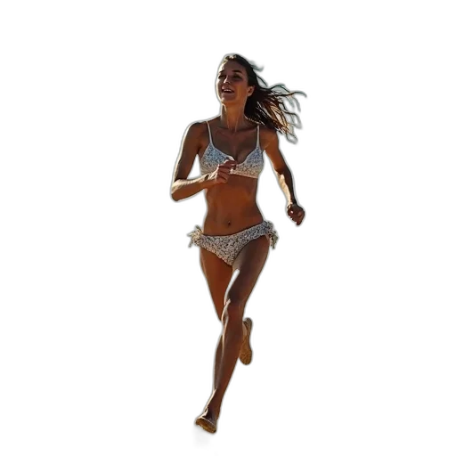 photorealistic, woman, running, beach transparent PNG cut-out