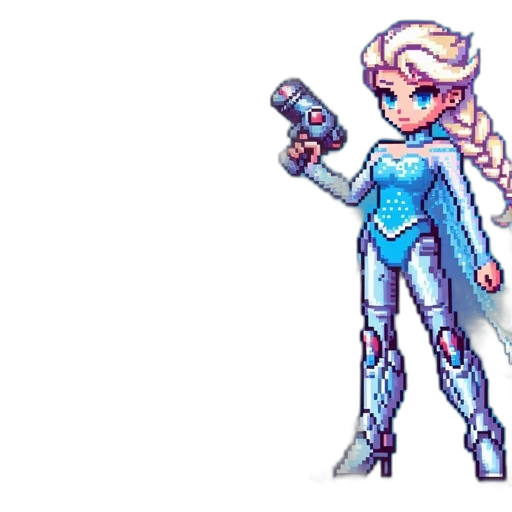 robot, weapon, staff, pixel art transparent PNG cut-out