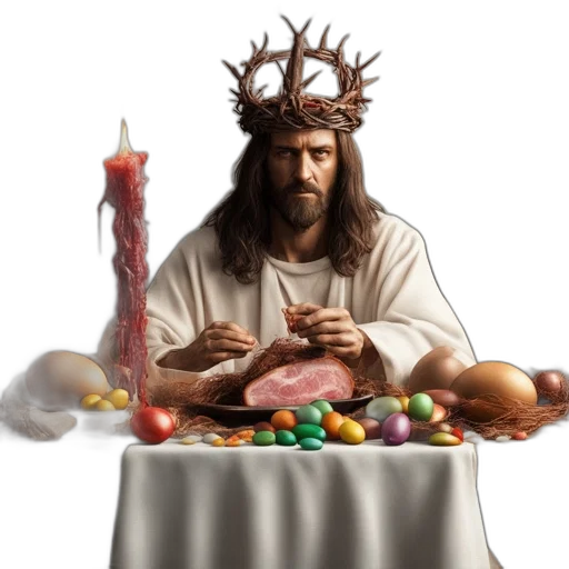 food, crown, photorealistic, 3d render transparent PNG cut-out