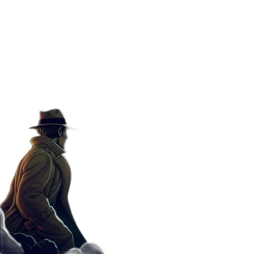 hat, jacket, staff, robot transparent PNG cut-out