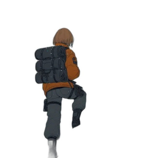 jacket, robot, staff, weapon transparent PNG cut-out