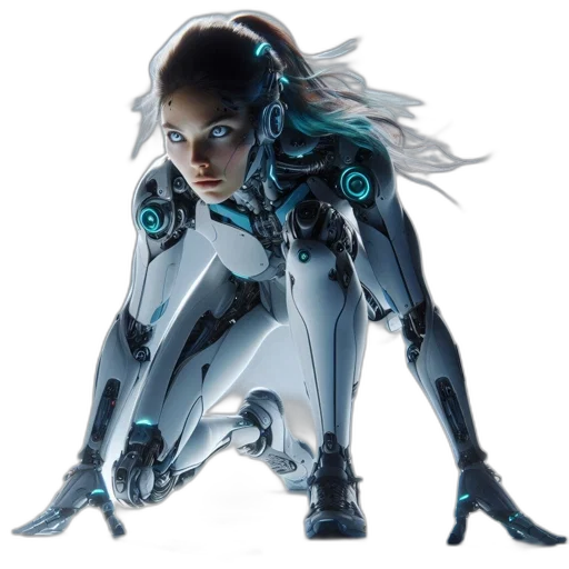robot, concept art, cyberpunk, 3d render transparent PNG cut-out