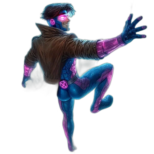 jacket, creature, robot, staff transparent PNG cut-out