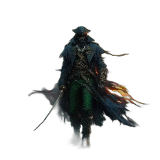 jacket, mask, dragon, staff transparent PNG cut-out