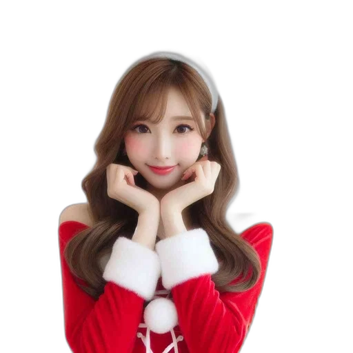 young, woman, red, outfit transparent PNG cut-out