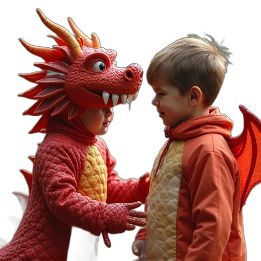 dragon, mask, 3d render, fire transparent PNG cut-out