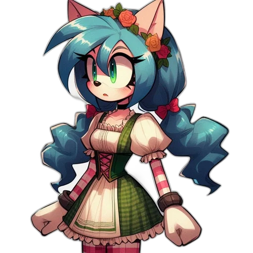 staff, dress, flower, pixel art transparent PNG cut-out