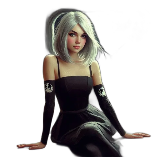 dress, robot, face, staff transparent PNG cut-out