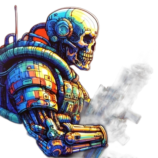 robot, cyberpunk, concept art, pixel art transparent PNG cut-out