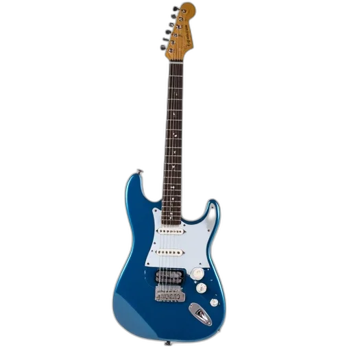 blue, electric, guitar, glossy transparent PNG cut-out