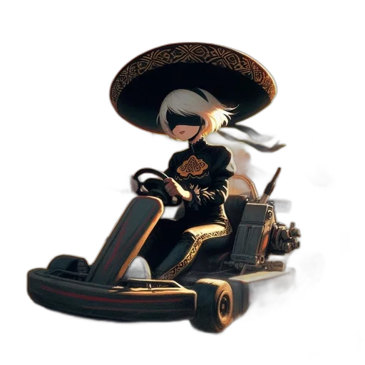 robot, hat, staff, weapon transparent PNG cut-out