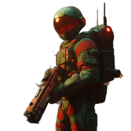 robot, weapon, staff, jacket transparent PNG cut-out