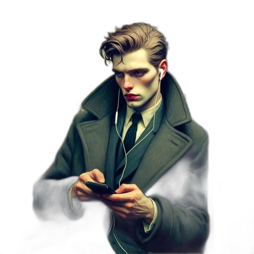 jacket, face, staff, concept art transparent PNG cut-out