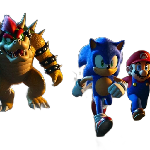 concept art, 3d render, blue, bowser transparent PNG cut-out