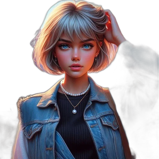 jacket, face, hair, concept art transparent PNG cut-out