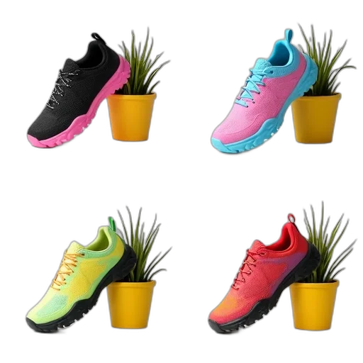 shoes, 3d render, neon, colorful transparent PNG cut-out