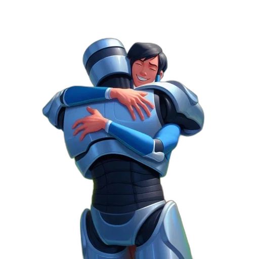 robot, jacket, staff, weapon transparent PNG cut-out