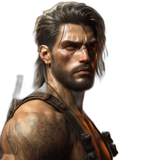 face, concept art, cyberpunk, photorealistic transparent PNG cut-out