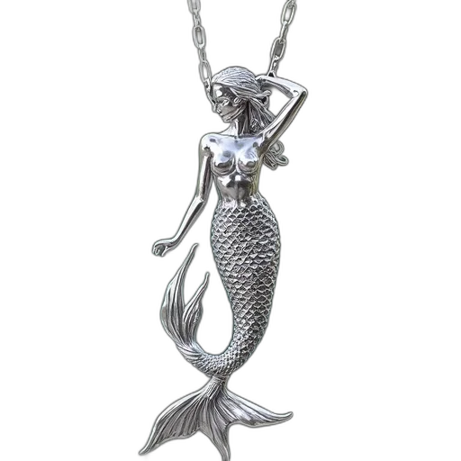 jewelry, silver, plated, mermaid transparent PNG cut-out