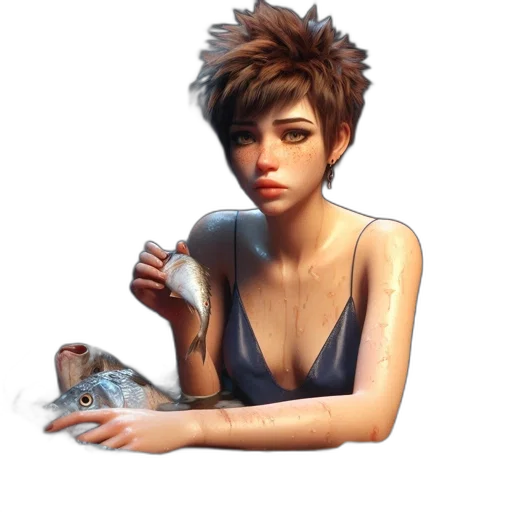 face, hair, weapon, jewelry transparent PNG cut-out