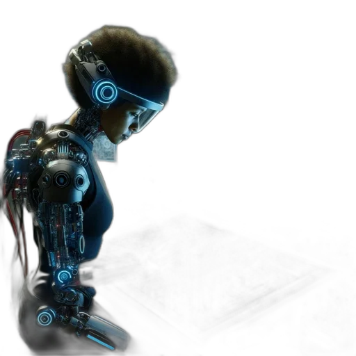 robot, 3d render, cyberpunk, concept art transparent PNG cut-out