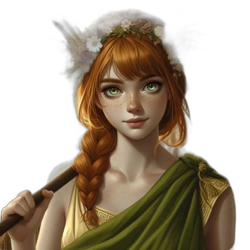staff, dress, face, fantasy art transparent PNG cut-out
