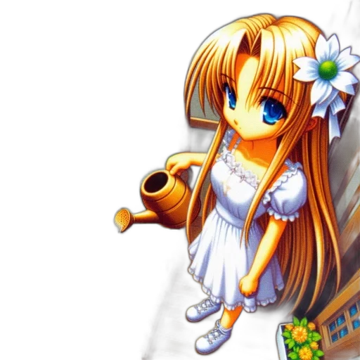 dress, staff, flower, pixel art transparent PNG cut-out