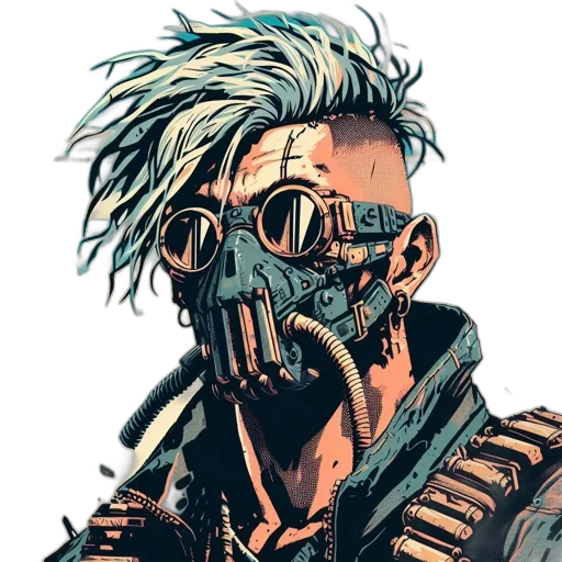 mask, face, jacket, cyberpunk transparent PNG cut-out