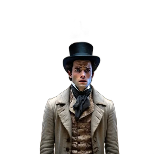 hat, jacket, staff, face transparent PNG cut-out