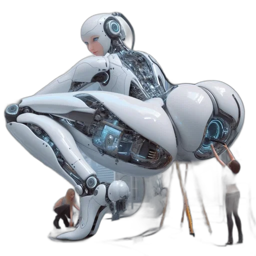 robot, concept art, 3d render, cyberpunk transparent PNG cut-out