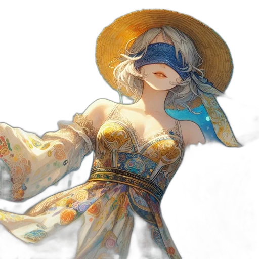 dress, hat, mask, staff transparent PNG cut-out