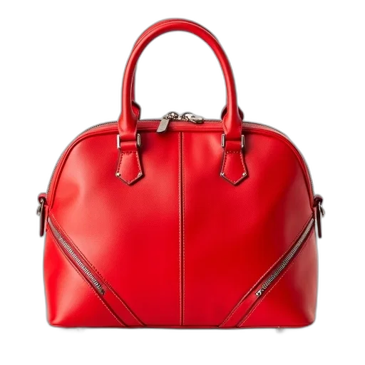 red, bright, leather, handbag transparent PNG cut-out