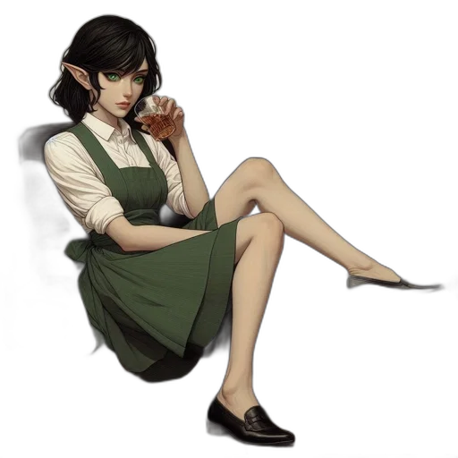 dress, staff, shoes, weapon transparent PNG cut-out