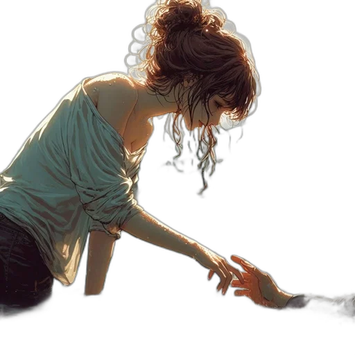 dress, hair, photorealistic, oil painting transparent PNG cut-out