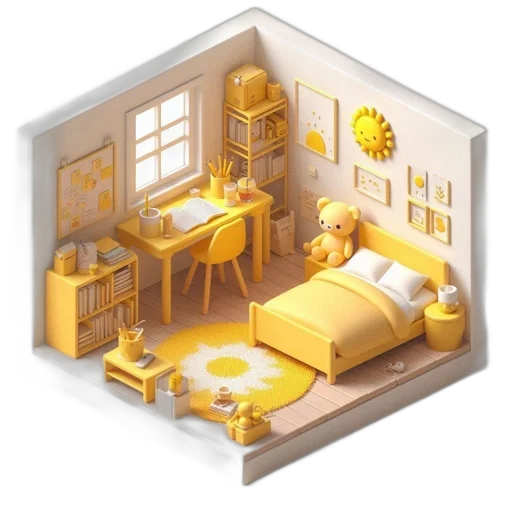 furniture, 3d render, concept art, pixel art transparent PNG cut-out