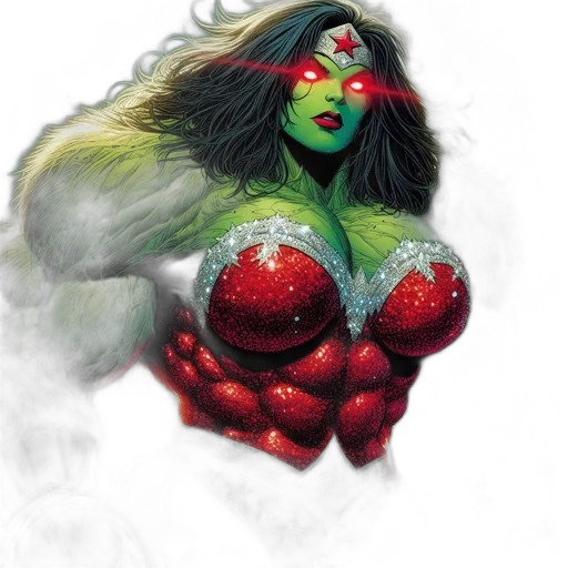 comic book art, concept art, fantasy art, she-hulk transparent PNG cut-out