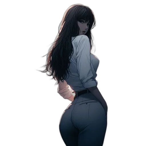 jacket, dress, hair, weapon transparent PNG cut-out