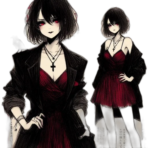 dress, jacket, concept art, anime transparent PNG cut-out